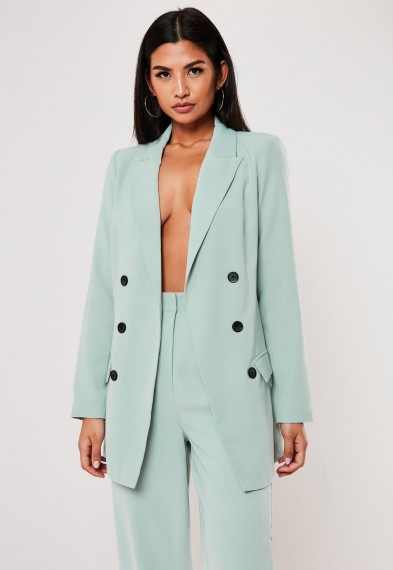 MISSGUIDED mint co ord oversized button front blazer – longline summer jacket