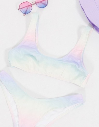 Miss Selfridge pastel ombre bikini set / swimwear / bikinis - flipped