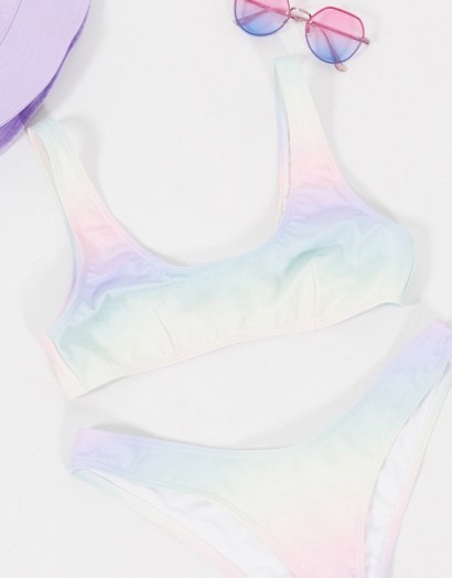 Miss Selfridge pastel ombre bikini set / swimwear / bikinis