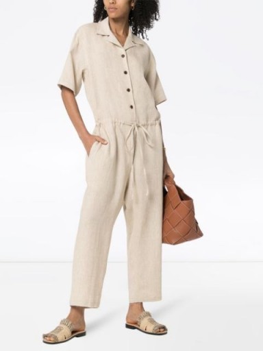 MISSING YOU ALREADY cream button-down jumpsuit | drawstring jumpsuits