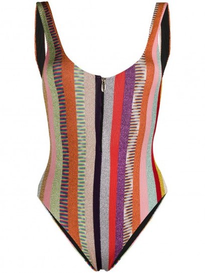 MISSONI MARE striped zip-front swimsuit ~ multicoloured swimwear - flipped
