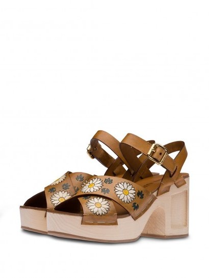 MIU MIU floral-print leather sandals / chunky daisy sandal - flipped