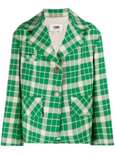 MM6 MAISON MARGIELA oversized check-print jacket / green checked jackets / bold prints - flipped