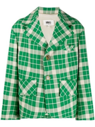 MM6 MAISON MARGIELA oversized check-print jacket / green checked jackets / bold prints