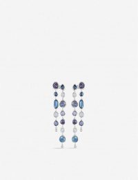 MONICA VINADER Siren sterling silver, rock crystal, kyanite, blue lace agate and tanzanite gemstone cocktail earrings | double drop earrings
