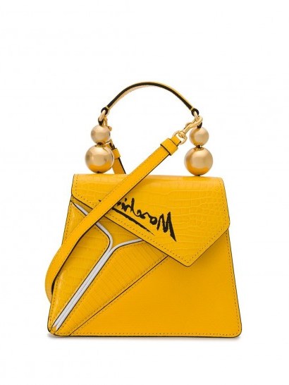 MOSCHINO Coconut Slice tote bag in yellow | small neat top handle bags - flipped