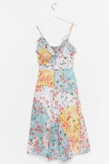 NASTY GAL Multi Talented Floral Midi Dress / thin strap summer frock - flipped
