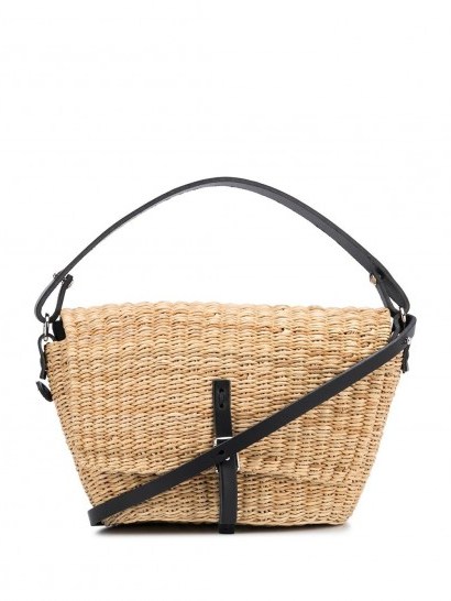 MUUN Fille Holly tote bag / small raffia and leather handbag - flipped