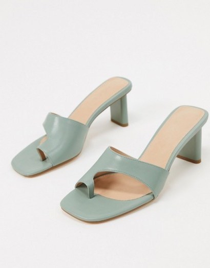 NA-KD toe strap mules in pastel green - flipped