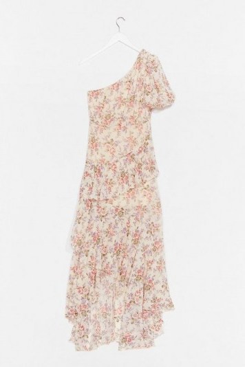 NASTY GAL Nip It in the Bud Floral Maxi Dress / one shoulder summer frock - flipped