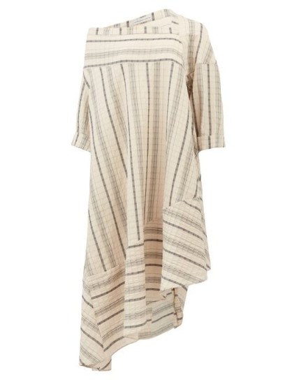 PALMER//HARDING Off-shoulder striped linen-blend dress - flipped