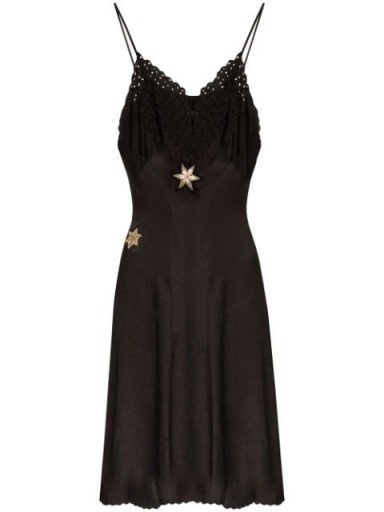 ONE VINTAGE star-embroidered slip dress