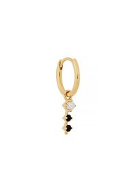 OTIUMBERG Huggie 9kt gold black onyx and pearl hoop / single drop earring