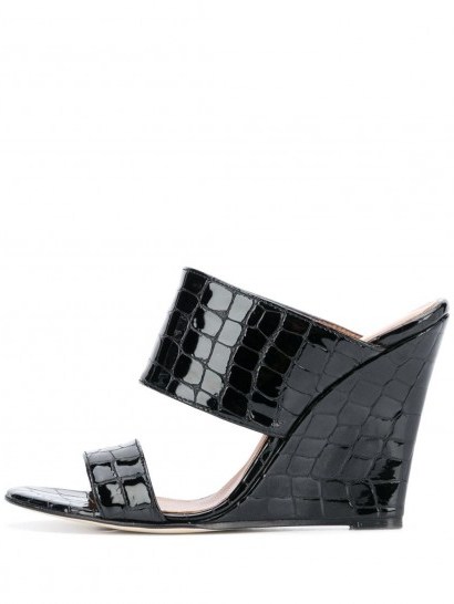 PARIS TEXAS Coconut wedge 100mm sandals | croc embossed-leather sandal | wedged mule - flipped