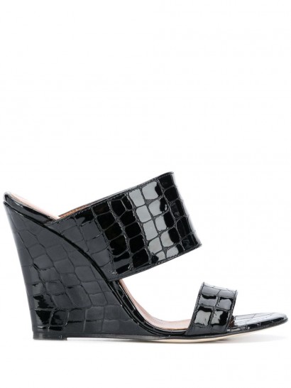PARIS TEXAS Coconut wedge 100mm sandals | croc embossed-leather sandal | wedged mule