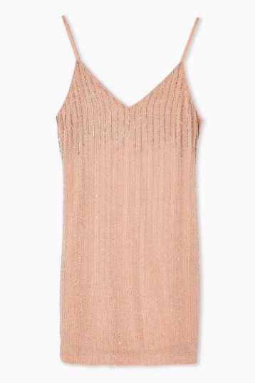 TOPSHOP Pastel Pink Beaded Slip Dress / embellished cami dresses - flipped