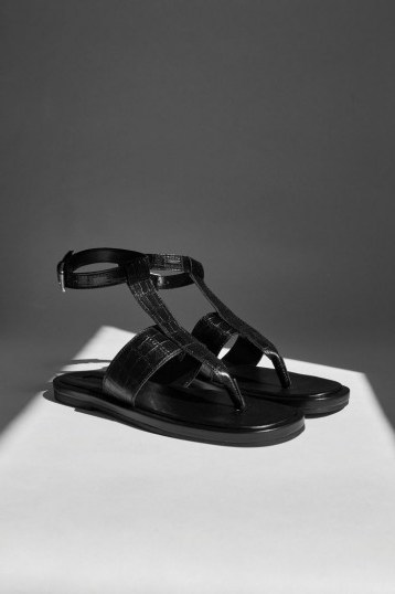 TOPSHOP PEACHY Black Leather Sandals - flipped