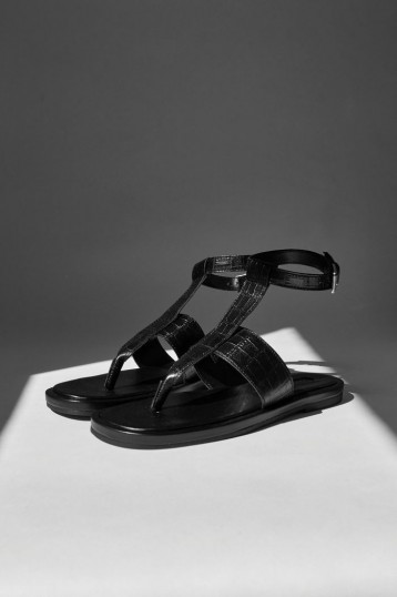 TOPSHOP PEACHY Black Leather Sandals
