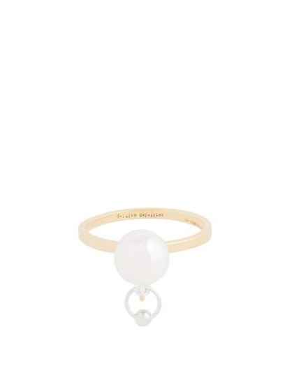 DELFINA DELETTREZ Pearl, diamond & 18kt gold piercing ring / freshwater pearls - flipped