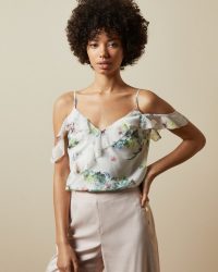 TED BAKER MEEYAH Pergola ruffle detail cami / cold shoulder camisole