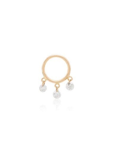 PERSÉE 18kt yellow gold Boheme diamond hoop earring ~ luxe single earrings - flipped