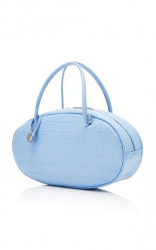 Hayward Pill Box Croc-Effect Leather Bag Blue / small oval handbags - flipped