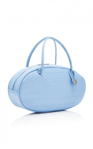 Hayward Pill Box Croc-Effect Leather Bag Blue / small oval handbags