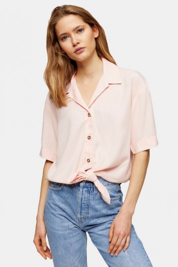 TOPSHOP Pink Casual Knot Front Shirt – shirts for the weekend