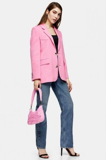 TOPSHOP Pink Crop Single Breasted Suit Blazer - flipped