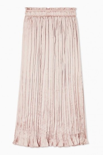 TOPSHOP Pink Crushed Satin Pleated Skirt - flipped