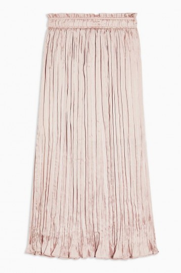 TOPSHOP Pink Crushed Satin Pleated Skirt