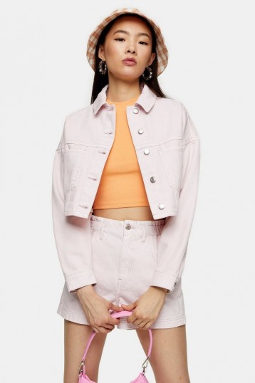 Topshop Pink Denim Cropped Jacket | summer jackets