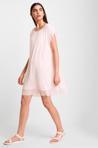 French Connection PIYA PLEATED JERSEY DRAWSTRING DRESS SUMMER WHITE | floaty dresses - flipped