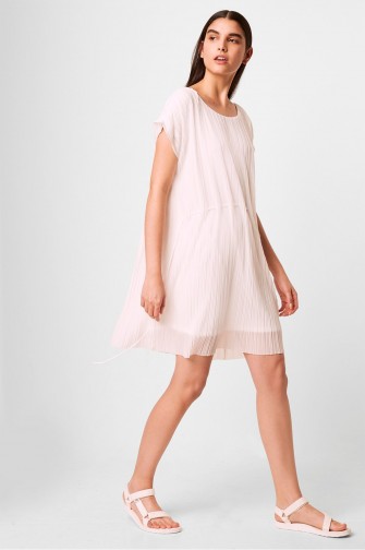 French Connection PIYA PLEATED JERSEY DRAWSTRING DRESS SUMMER WHITE | floaty dresses