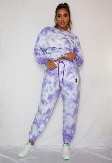 playboy x missguided lilac tie dye oversized joggers