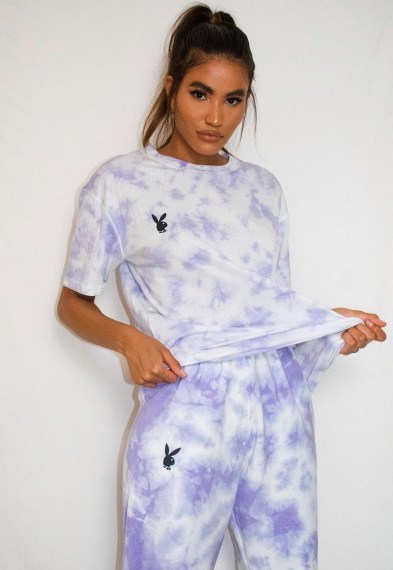 playboy x missguided lilac tie dye oversized t shirt - flipped
