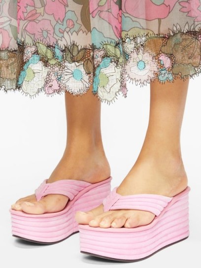 FENDI Promenade pink quilted suede platform sandals ~ summer platforms