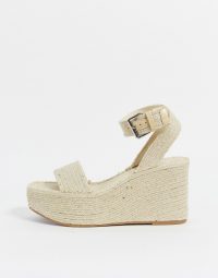 Pull&Bear square toe espadrille wedges in natural