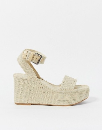 Pull&Bear square toe espadrille wedges in natural - flipped