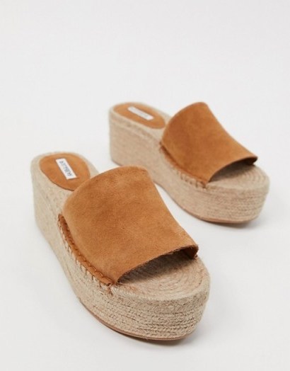 Pull&Bear suede flatform espadrille sandals in tan / summer shoes - flipped