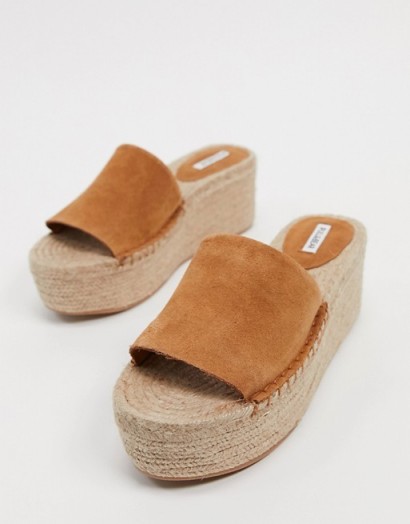 Pull&Bear suede flatform espadrille sandals in tan / summer shoes