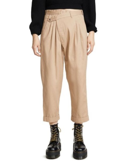 Jennifer Lopez beige asymmetric waist trousers, R13 Cropped Triple-pleat Crossover Pants, on Alex Rodriguez’s Instagram, 7 May 2020 | celebrity fashion
