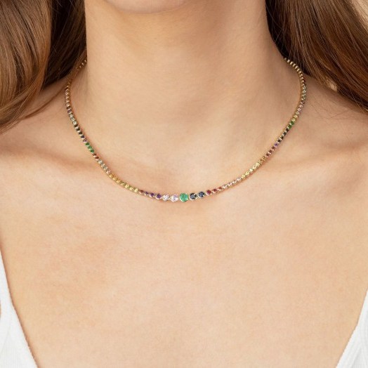 THE LAST LINE RAINBOW RIVIERA NECKLACE | multicolour precious stone necklaces - flipped