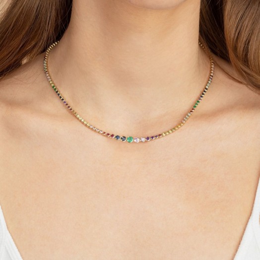 THE LAST LINE RAINBOW RIVIERA NECKLACE | multicolour precious stone necklaces