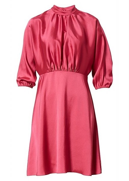 REBECCA MINKOFF Whitney dress ~ pink satin front-gathered dresses - flipped