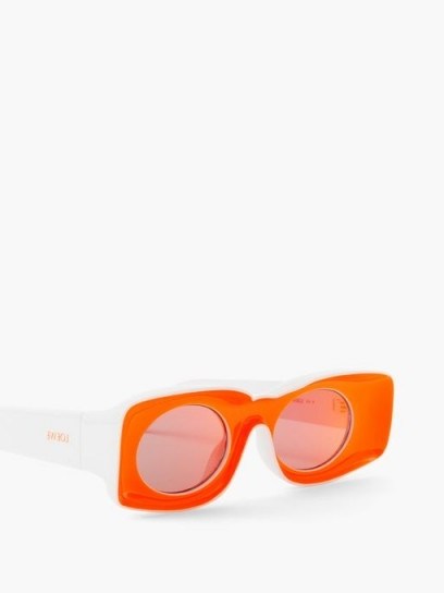 LOEWE PAULA’S IBIZA Rectangular orange acetate sunglasses / summer eyewear - flipped