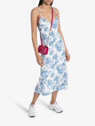 Reformation Chianti White and Blue Floral Print Slip Dress - flipped