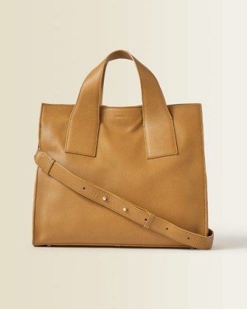 JIGSAW ROSCOE LEATHER WORK BAG CAMEL ~ everyday luxe - flipped