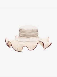 Rosie Assoulin Neutral Ruffled Bucket Hat / summer hats