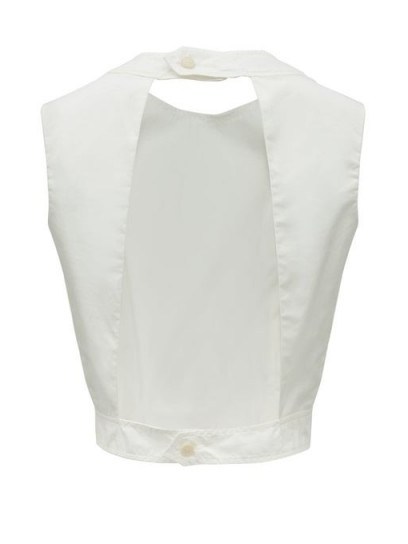 THREE GRACES LONDON Rosie cutout-back cotton-poplin top in ivory white ~ summer cut-out tops - flipped